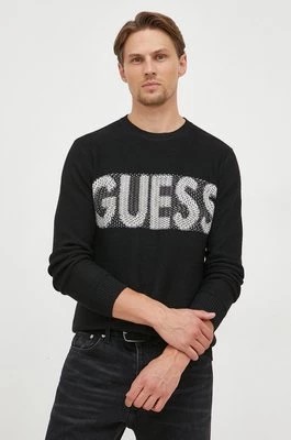 Zdjęcie produktu Guess sweter z domieszką wełny męski kolor czarny