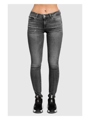 Zdjęcie produktu GUESS Szare jeansy damskie z brokatem