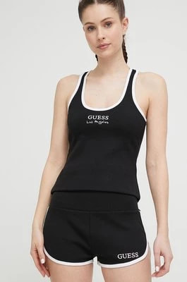 Zdjęcie produktu Guess szorty damskie kolor czarny z aplikacją high waist