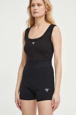 Zdjęcie produktu Guess szorty ALEXIA damskie kolor czarny z aplikacją high waist W4GZ25 Z3F40