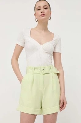 Zdjęcie produktu Guess szorty damskie kolor zielony gładkie high waist