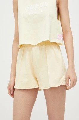 Zdjęcie produktu Guess szorty damskie kolor żółty gładkie high waist
