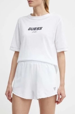 Zdjęcie produktu Guess szorty SKYLAR damskie kolor biały z aplikacją high waist V4GD09 K8802