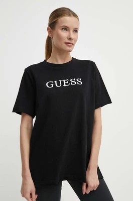 Zdjęcie produktu Guess t-shirt bawełniany ATHENA damski kolor czarny V4GI12 KC641