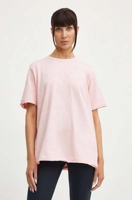Zdjęcie produktu Guess t-shirt bawełniany ATHENA damski kolor różowy V4GI12 KC641