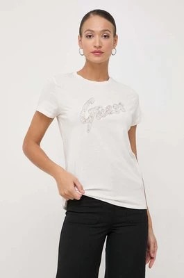 Zdjęcie produktu Guess t-shirt bawełniany damski kolor beżowy W4RI25 K9RM1