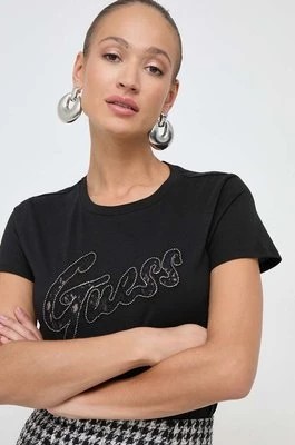 Zdjęcie produktu Guess t-shirt bawełniany damski kolor czarny W4RI25 K9RM1