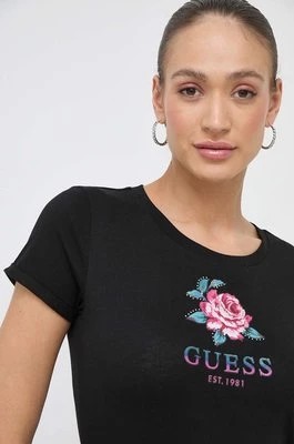 Zdjęcie produktu Guess t-shirt bawełniany ROSE damski kolor czarny W4RI37 JA914