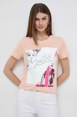 Zdjęcie produktu Guess t-shirt bawełniany COLLAGE damski kolor pomarańczowy W4GI17 I3Z14