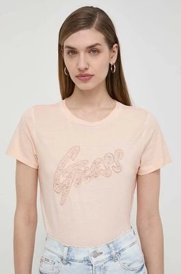 Zdjęcie produktu Guess t-shirt bawełniany damski kolor pomarańczowy W4RI25 K9RM1