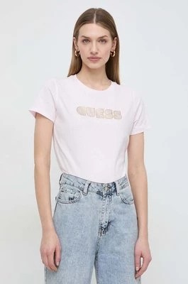 Zdjęcie produktu Guess t-shirt bawełniany GLOSSY damski kolor różowy W4RI30 I3Z14