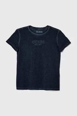 Zdjęcie produktu Guess t-shirt bawełniany dziecięcy kolor granatowy z aplikacją