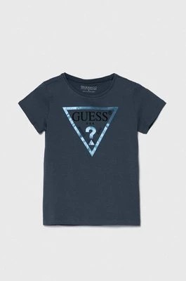 Zdjęcie produktu Guess t-shirt bawełniany dziecięcy kolor niebieski