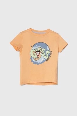 Zdjęcie produktu Guess t-shirt bawełniany dziecięcy kolor pomarańczowy z nadrukiem
