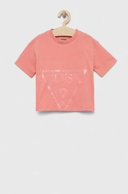 Zdjęcie produktu Guess t-shirt bawełniany dziecięcy kolor różowy