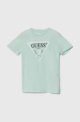 Zdjęcie produktu Guess t-shirt bawełniany dziecięcy kolor turkusowy
