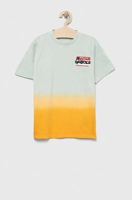 Zdjęcie produktu Guess t-shirt bawełniany dziecięcy kolor turkusowy wzorzysty