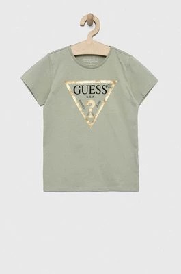 Zdjęcie produktu Guess t-shirt bawełniany dziecięcy kolor zielony