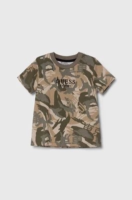 Zdjęcie produktu Guess t-shirt bawełniany dziecięcy kolor zielony wzorzysty