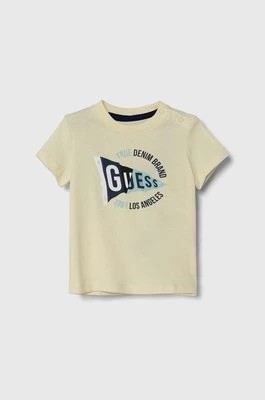 Zdjęcie produktu Guess t-shirt bawełniany dziecięcy kolor żółty z nadrukiem