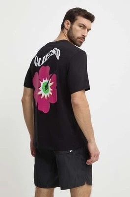 Zdjęcie produktu Guess t-shirt bawełniany FLOWER męski kolor czarny z nadrukiem F4GI01 I3Z11