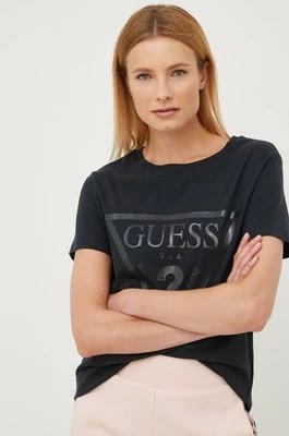 Zdjęcie produktu Guess t-shirt bawełniany ADELE kolor czarny V2YI07 K8HM0