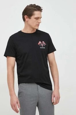Zdjęcie produktu Guess t-shirt bawełniany kolor czarny z nadrukiem