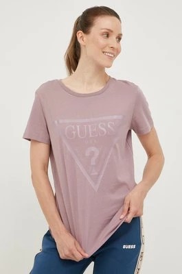 Zdjęcie produktu Guess t-shirt bawełniany ADELE kolor fioletowy V2YI07 K8HM0