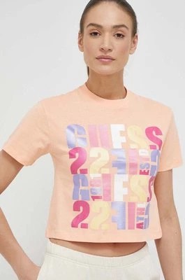 Zdjęcie produktu Guess t-shirt bawełniany kolor pomarańczowy