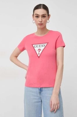 Zdjęcie produktu Guess t-shirt bawełniany kolor różowy