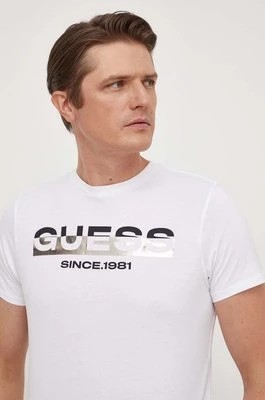 Zdjęcie produktu Guess t-shirt bawełniany męski kolor biały z nadrukiem M4RI60 K9RM1