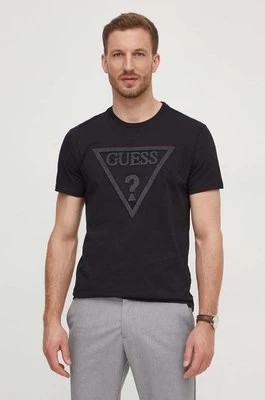 Zdjęcie produktu Guess t-shirt bawełniany męski kolor czarny z aplikacją M4RI78 KBW41