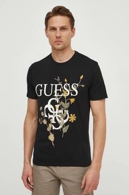 Zdjęcie produktu Guess t-shirt bawełniany męski kolor czarny z aplikacją M4GI53 K9RM1