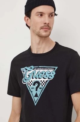 Zdjęcie produktu Guess t-shirt bawełniany męski kolor czarny z nadrukiem M4RI06 I3Z14