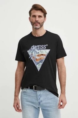 Zdjęcie produktu Guess t-shirt bawełniany męski kolor czarny z nadrukiem M4GI16 I3Z14