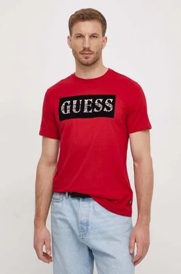 Zdjęcie produktu Guess t-shirt bawełniany męski kolor czerwony z nadrukiem M4RI70 K9RM1