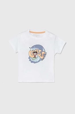 Zdjęcie produktu Guess t-shirt bawełniany niemowlęcy kolor biały z nadrukiem