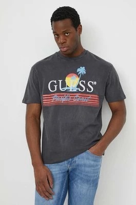Zdjęcie produktu Guess t-shirt bawełniany PACIFIC męski kolor szary z nadrukiem M4GI41 KBZV1