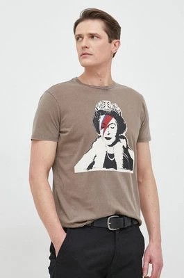 Zdjęcie produktu Guess t-shirt bawełniany x Banksy kolor brązowy wzorzysty