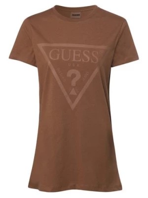 Zdjęcie produktu GUESS T-shirt damski Kobiety Bawełna brązowy nadruk,