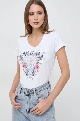 Zdjęcie produktu Guess t-shirt FLOWERS damski kolor biały W4RI38 J1314