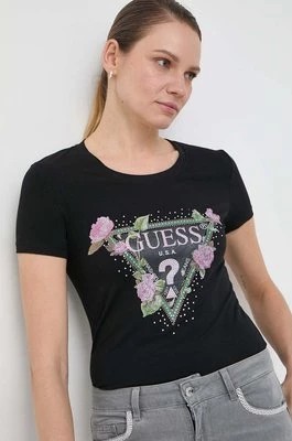 Zdjęcie produktu Guess t-shirt FLORAL damski kolor czarny W4RI28 J1314