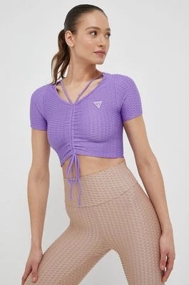 Zdjęcie produktu Guess t-shirt damski kolor fioletowy