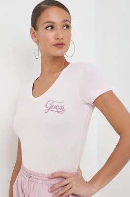 Zdjęcie produktu Guess t-shirt HADED GLITTERY damski kolor różowy W4RI55 J1314