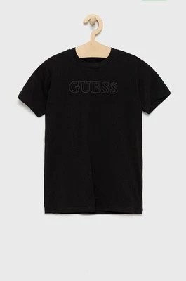 Zdjęcie produktu Guess t-shirt dziecięcy kolor czarny z aplikacją