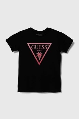 Zdjęcie produktu Guess t-shirt dziecięcy kolor czarny z nadrukiem