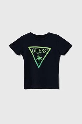 Zdjęcie produktu Guess t-shirt dziecięcy kolor granatowy z nadrukiem