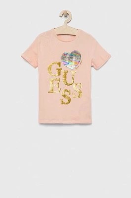 Zdjęcie produktu Guess t-shirt dziecięcy kolor pomarańczowy