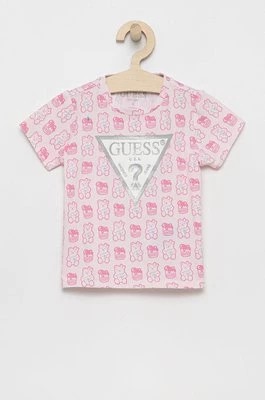 Zdjęcie produktu Guess T-shirt dziecięcy kolor różowy z nadrukiem