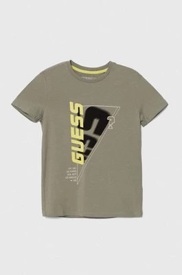 Zdjęcie produktu Guess t-shirt dziecięcy kolor zielony z nadrukiem